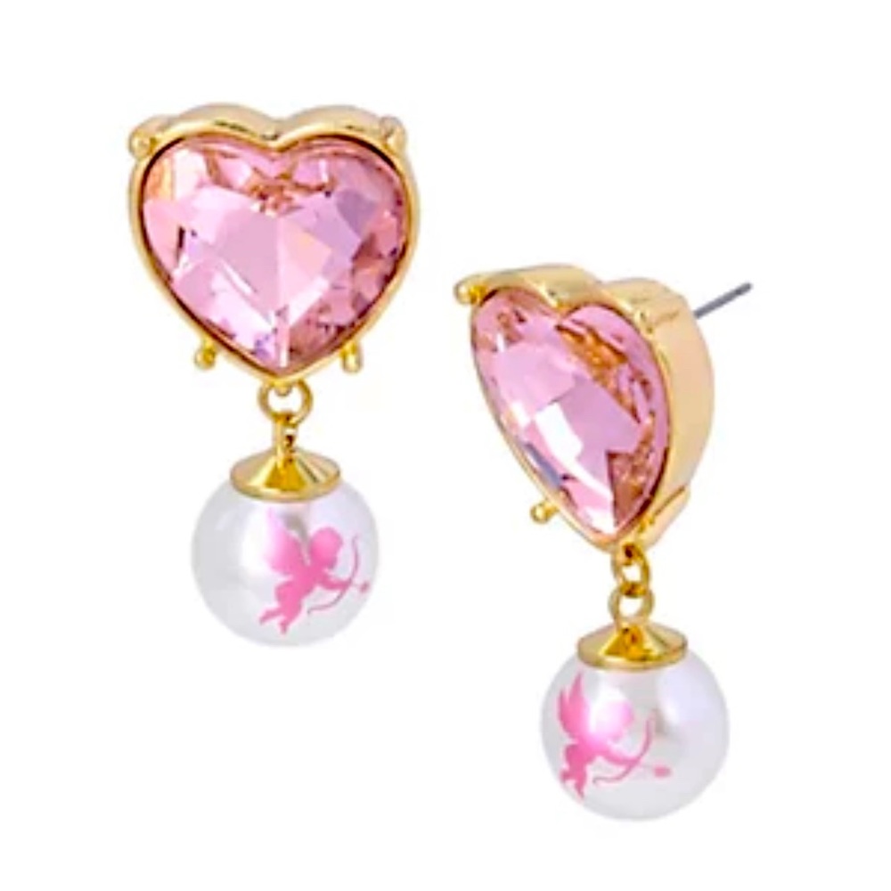 Betsey Johnson - Heart Pearl Drop Earrings